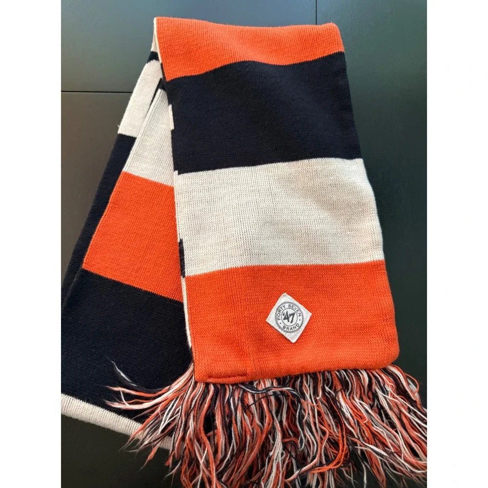 Chicago Bears Spellout Winter Scarf Mens OS 47 Brand Striped Cozy Knitwear